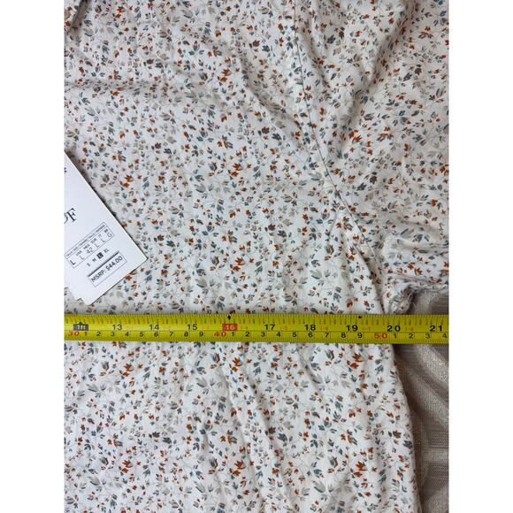 Denim & Flower Redefined Men’s Button Up Shirt Size L White Floral Short Sleeve - Picture 4 of 7